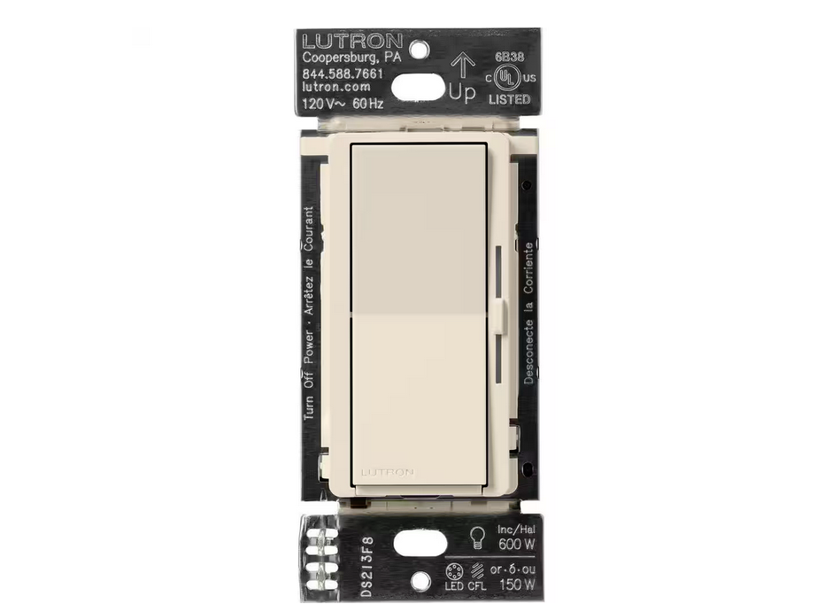 Diva Smart Dimmer Switch for Caseta Smart Lighting, 150-Watt LED, Light Almond (DVRF-6L-LA) - 91008989397