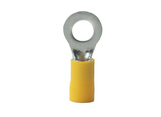 12 - 10 AWG #12 - 1/4 Stud Size Vinyl-Insulated Ring Terminals, Yellow (15-Pack) - 9432306
