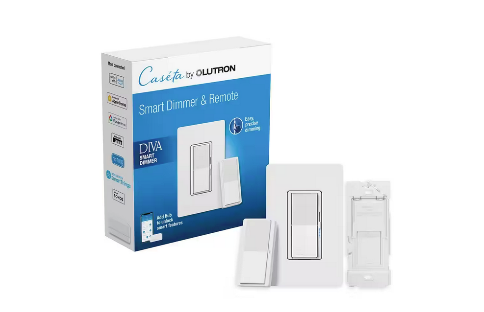 Diva Smart Dimmer Switch 3-Way Kit with Pico Paddle Remote, 150-Watt LED, White - 91010107836