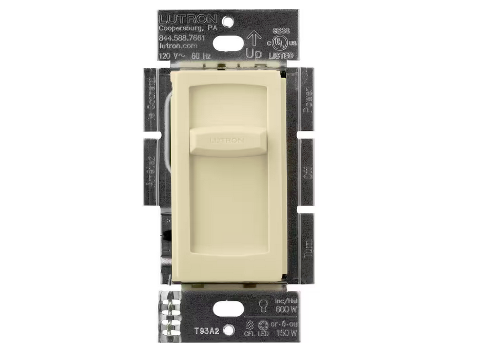 Skylark Contour Slide LED+ Dimmer Switch for LED and Incandescent Bulbs, 150-Watt/Single-Pole, Ivory (CTCL-150H-IV) - 91002624233