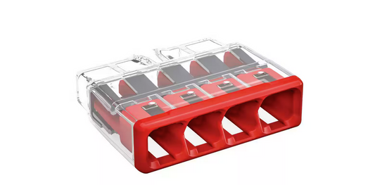 2773 Series 4-Port Push-in Wire Connector for Junction Boxes, Electrical Connector with Red Cover, (10-Pack) - 91011134479