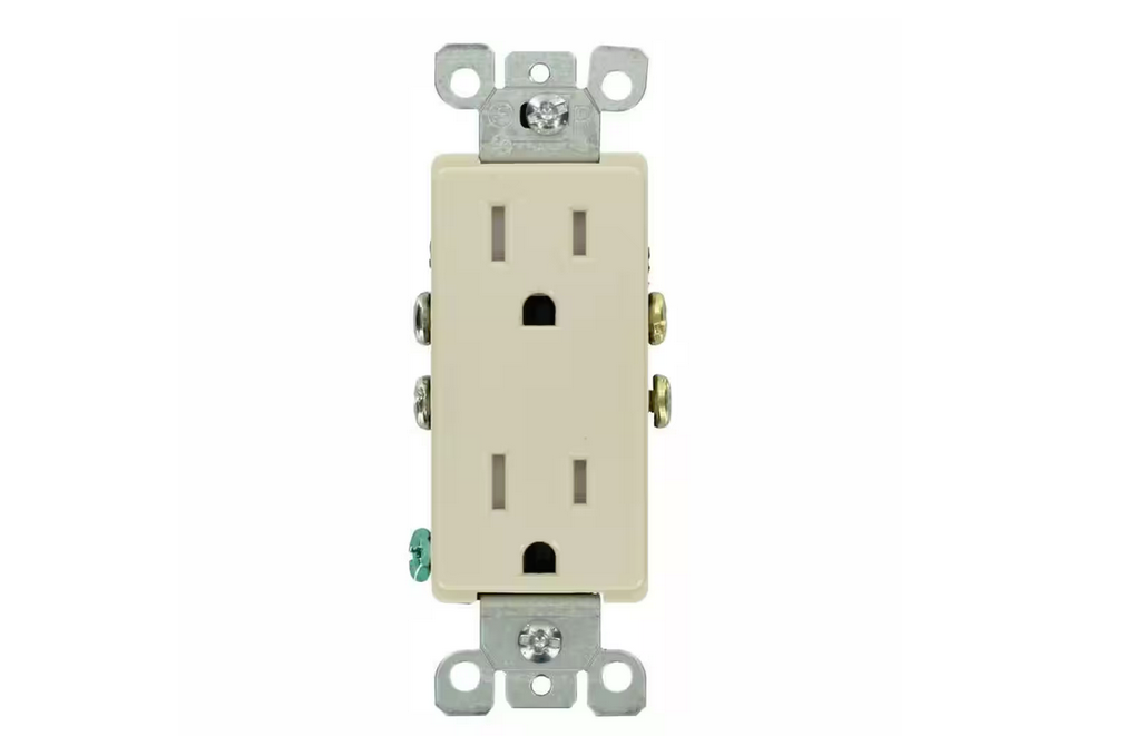 Decora 15 Amp Tamper-Resistant Duplex Outlet, Light Almond (10-Pack) - 9742147