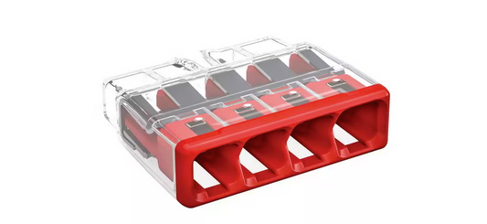 2773 Series 4-Port Push-in Wire Connector for Junction Boxes, Electrical Connector with Red Cover, (100-Pack) - 91011134472