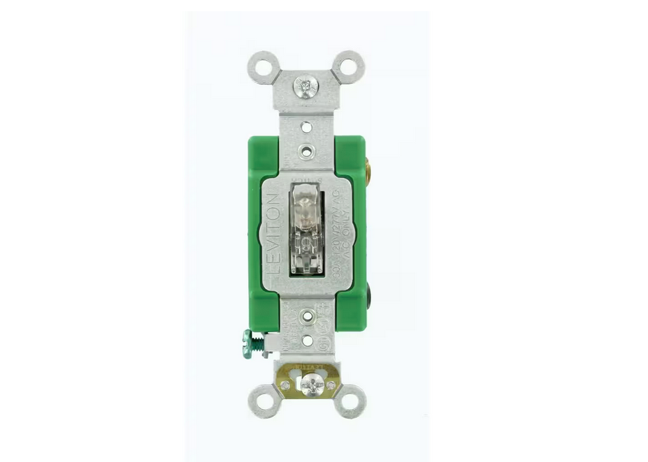 30 Amp Industrial Grade Heavy Duty Double-Pole Pilot Light Toggle Switch, Clear