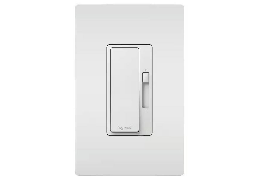 radiant 150-Watt Single-Pole/3-Way LED Advanced Decorator Rocker Dimmer with Wall Plate, White - 91010854175