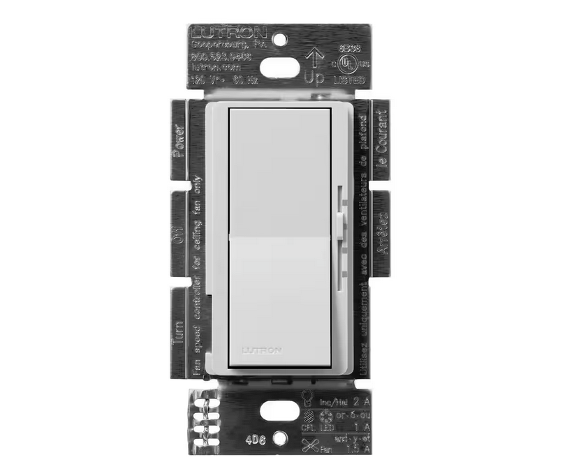 Diva 3-Speed Fan Control and Light Switch, Single-Pole/3-Way, 1.5A Fan/1A LED, Mist (DVSCFSQ-LF-MI) - 91009501024