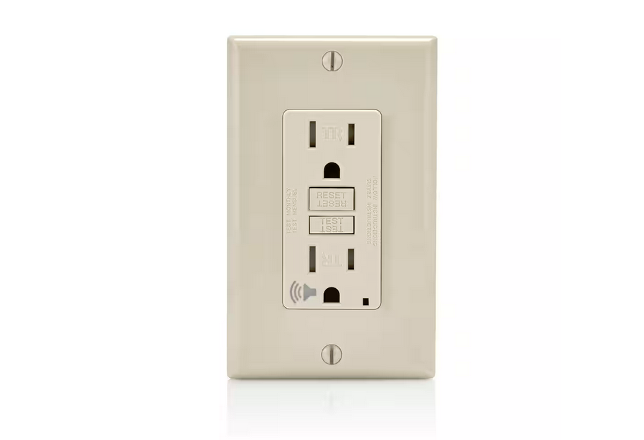 15 Amp SmartlockPro Tamper Resistant GFCI Outlet with Audible Alert, Light Almond