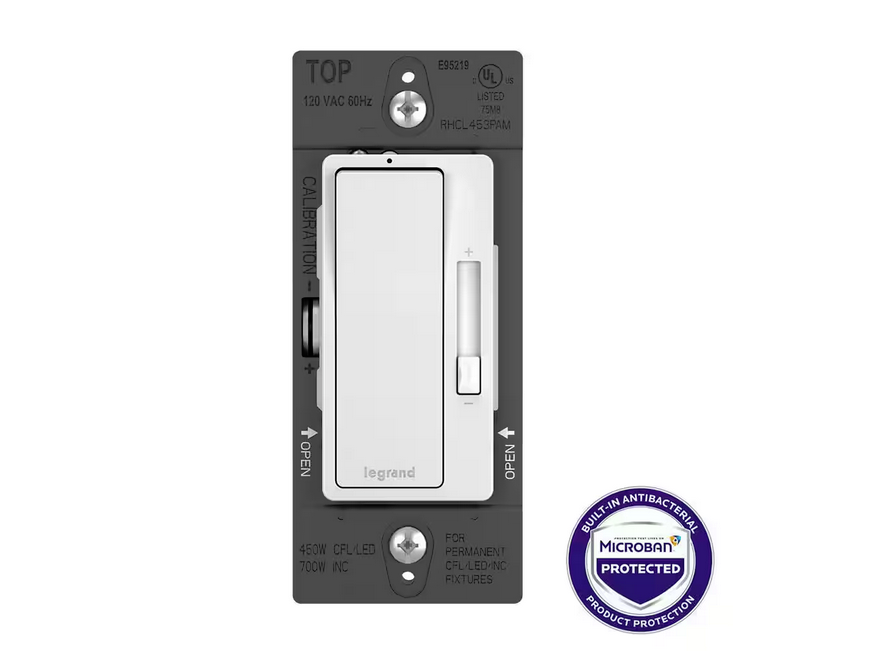 radiant White 3-Way Decorator/Rocker LED Dimmer Switch with Microban Antimicrobial Protection - 91010046209