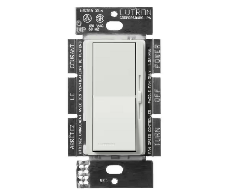 Diva 3-Speed Fan Control, Single-Pole/3-Way, 1.5 Amp, Lunar Gray (DVSCFSQ-F-LG) - 91009501011