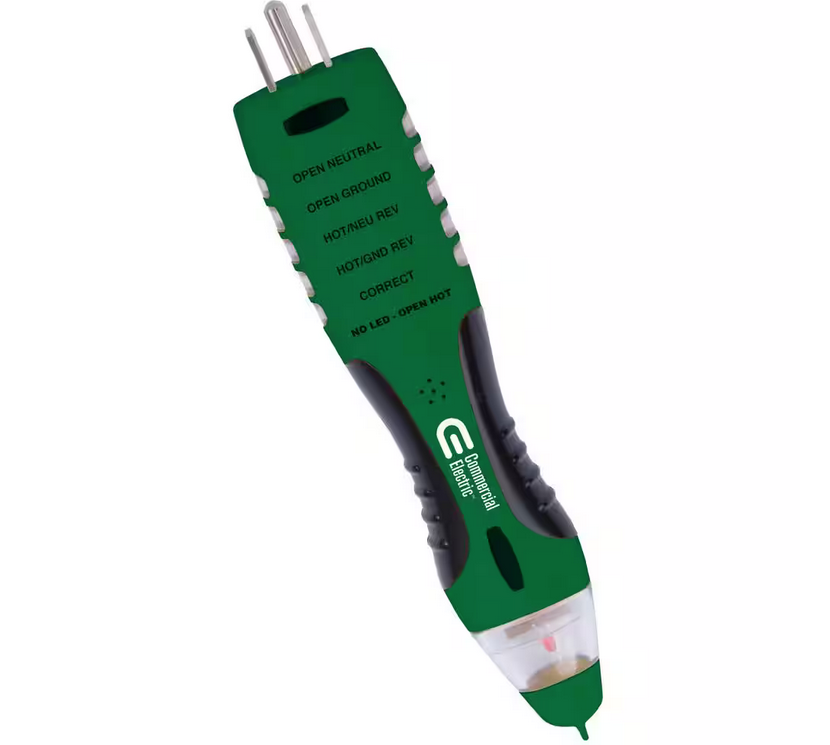 DualCheck 2-in-1 Tester, 50-1000V AC Non-Contact Voltage Analog Detector and GFCI Outlet Circuit Analyzer