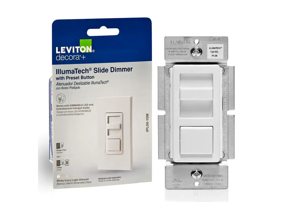 IllumaTech Slide Dimmer for 150-Watt Dimmable LED, 600-Watt Incandescent/Halogen, White/Ivory/Light Almond - 9976708