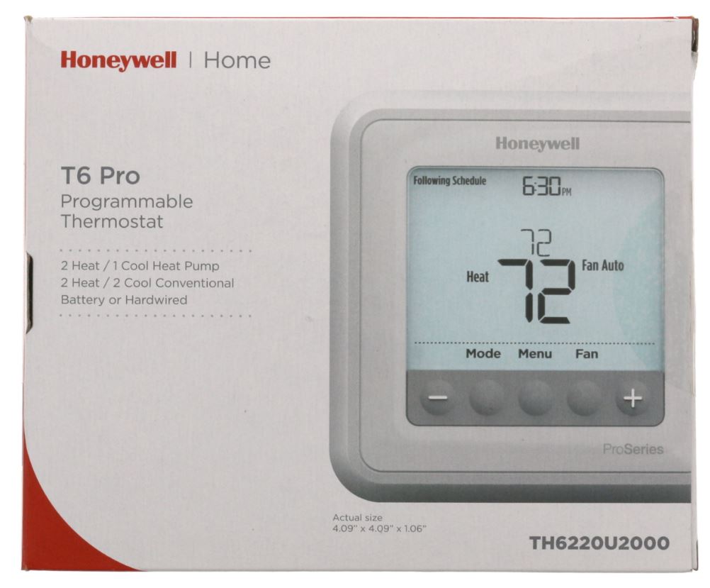 T6 Pro Programmable Thermostat 2 Heat 1 Cool (HP) 2 Heat 2 Cool (AC) - 959619