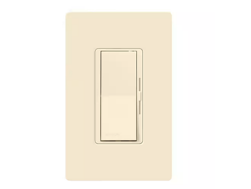 Diva LED+ Dimmer Switch w/Wallplate for Dimmable LED Bulbs, 150-Watt/Single-Pole or 3-Way, Light Almond (DVWCL-153PH-LA) - 9192523