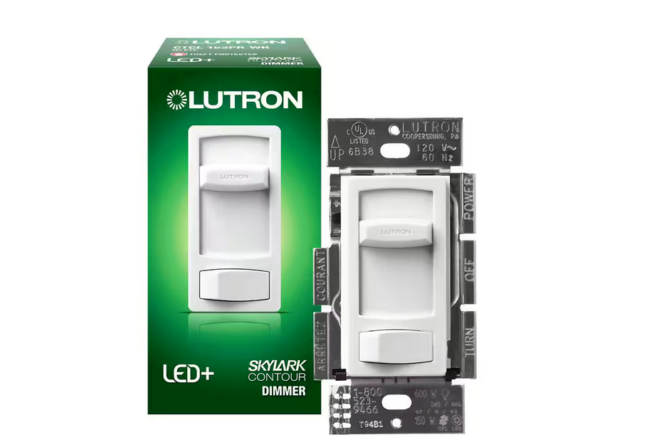 Skylark Contour LED+ Dimmer Switch for LED and Incandescent Bulbs, 150-Watt/Single-Pole or 3-Way, White (CTCL-153PR-WH) - 9265610