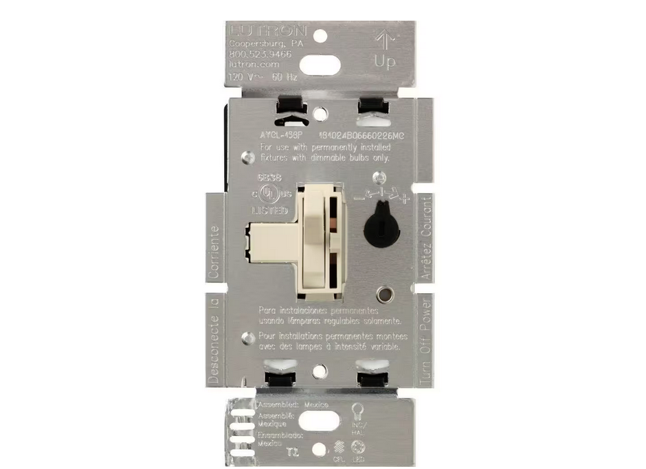 Toggler LED+ Dimmer Switch for Dimmable LED and Incandescent Bulbs, 250W/Single-Pole or 3-Way, Brown (AYCL-253P-LA) - 91001214120