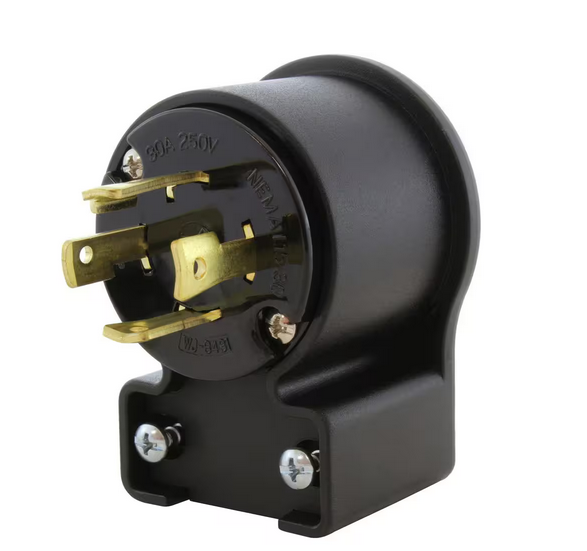 NEMA L15-30P 3-Phase 30 Amp 250-Volt Elbow 4-Prong Locking Male Plug with UL, C-UL Approval - 91010655388
