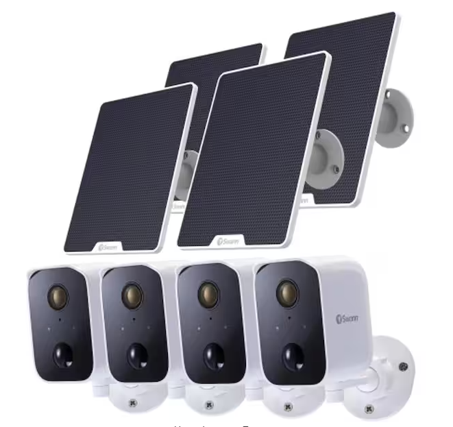 CoreCam Battery Powered Wireless Indoor/Outdoor Smart Home Security Camera with Solar Panel and Mounting Stand (4-Pack) - 91008411854
