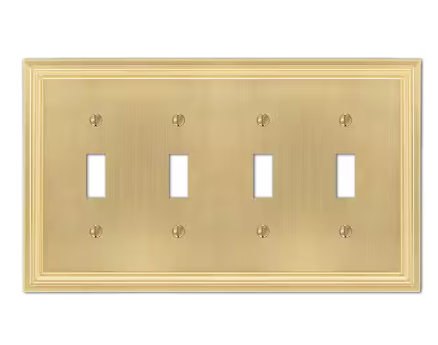 Hallcrest 4 Gang Toggle Metal Wall Plate - Satin Brass - 91004309678