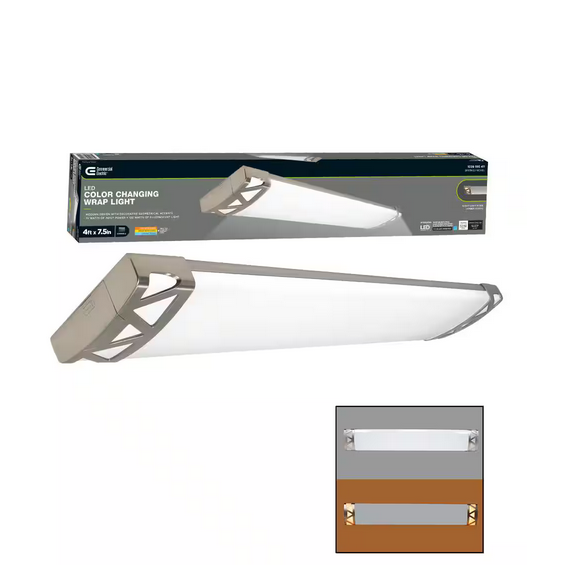 4 ft. Brushed Nickel Triangle End Caps 5250 Lumens Integrated LED Wraparound Light Adjustable CCT Night Light Feature - 91009595411