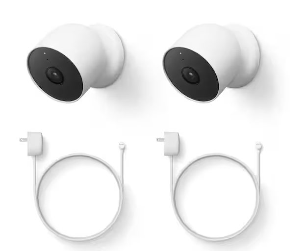 Nest Cam (Battery) - Outdoor or Indoor Security Camera (2-Pack) + 2 Weatherproof Cables (10M)