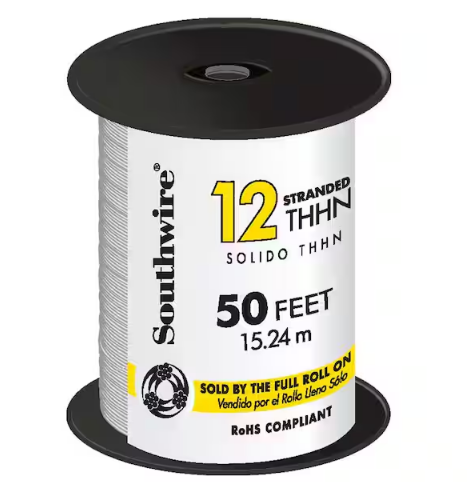 50 ft. 12 White Stranded CU THHN Wire - 9713454
