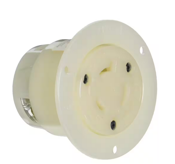 20 Amp 277-Volt Flanged Outlet Grounding Locking Receptacle, White