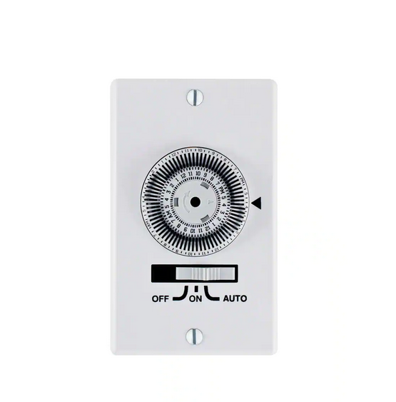 20 Amp 24-Hour Indoor In-Wall Heavy-Duty Mechanical Timer, White - 91004087598