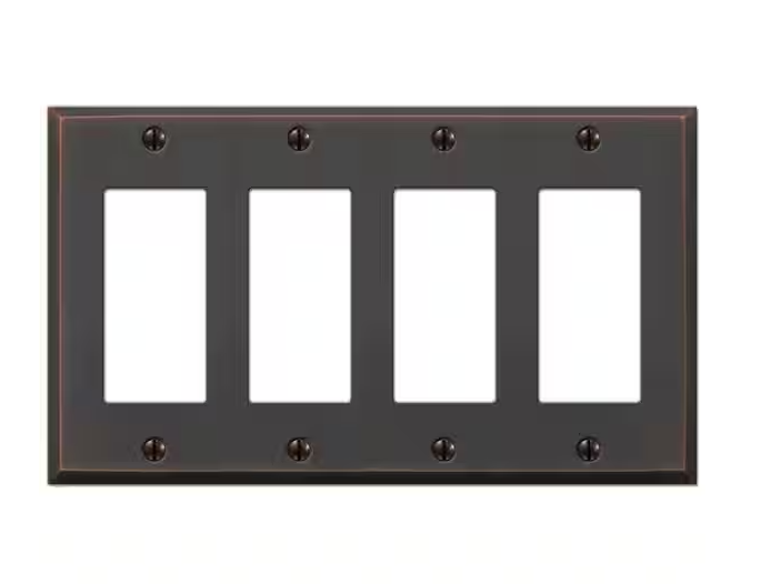 Manhattan 4 Gang Rocker Metal Wall Plate - Aged Bronze