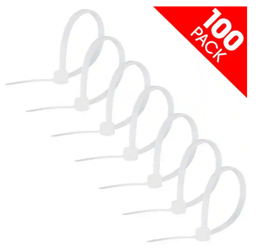 4 in. Plastic Cable Ties, Clear (100-Pack)