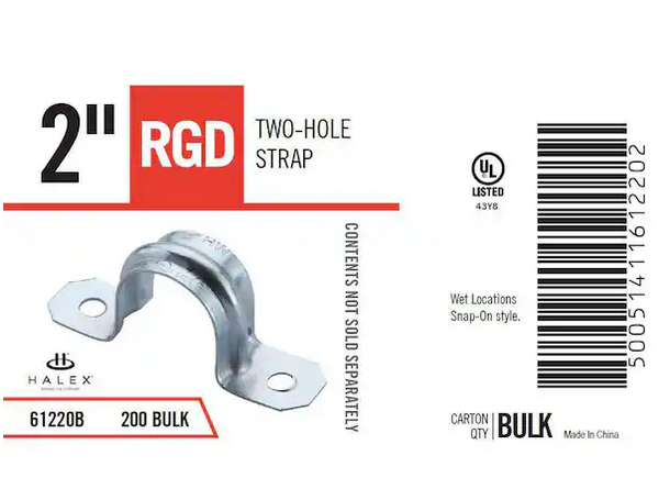 2 in. Standard Fitting Rigid 2-Hole Strap (50-Pack)