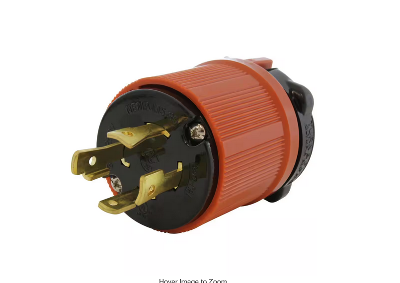 NEMA L15-30P 3-Phase 30 Amp 250-Volt 4-Prong Locking Male Plug with UL, C-UL Approval - 91004749827