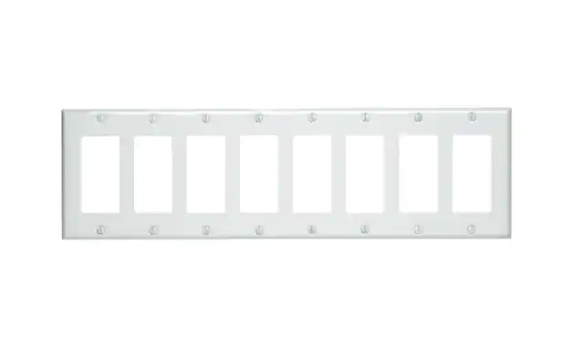 White 8-Gang Decorator/Rocker Wall Plate (1-Pack)