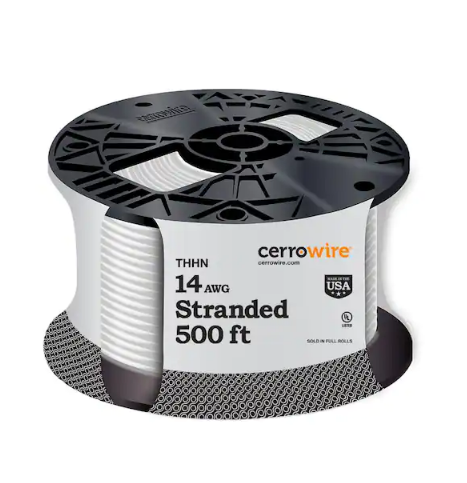 500 ft. 14 Gauge White Stranded Copper THHN Wire - 9320188