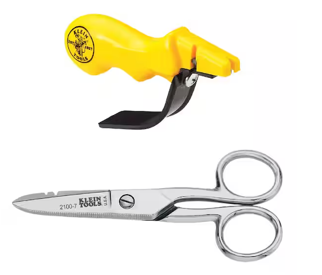 Electrical Scissors with Stripping Notches and Combination Knife and Scissors Sharpener Tool Set - 91005825432