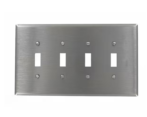 Stainless Steel 4-Gang Single Outlet Wall Plate (1-Pack) - 91002428823