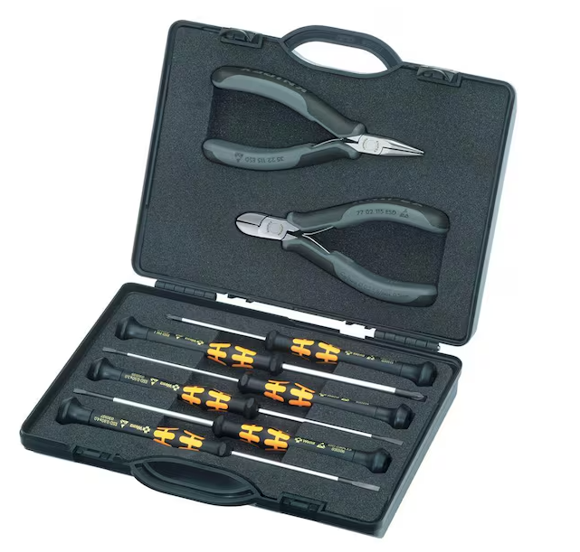 8-Piece Electronics Tool Set ESD In Plastic Case with Molded Foam - 91003254596