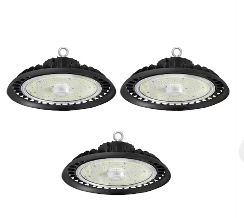 12 in. 600-Watt Equivalent Integrated LED Black UFO High Bay Light 5000K Daylight White Dimmable (3Pieces) - 91010104084
