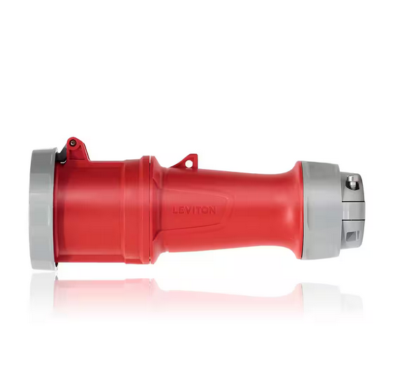 LEV Series 60 Amp 480-Volt 3-Phase, 3P, 4-Watt IEC 60309-1 and 60309-2 Pin and Sleeve Connector Watertight, Red - 91007207494