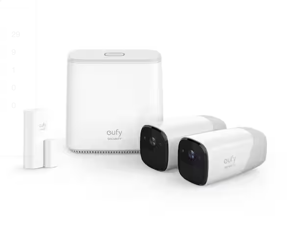eufyCam Battery-operated Wireless Indoor/Outdoor Home Security Camera 1080p with Additional Entry Sensor (2-Pack)