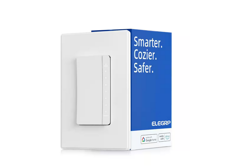 3.75 Amp Smart Single-Pole Illuminated Antimicrobial Rocker Smart Dimmer Light Switch, White 1-Pack - 91010997138