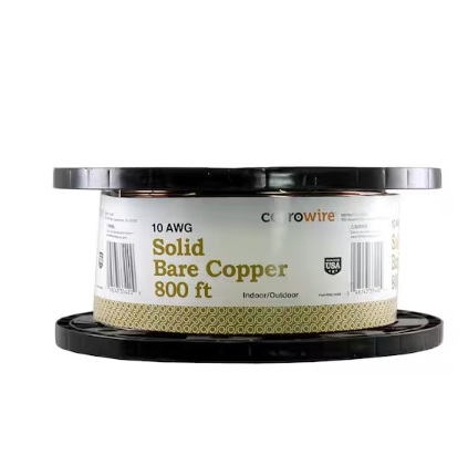 800 ft. 10-Gauge Solid SD Bare Copper Grounding Wire - 9712534