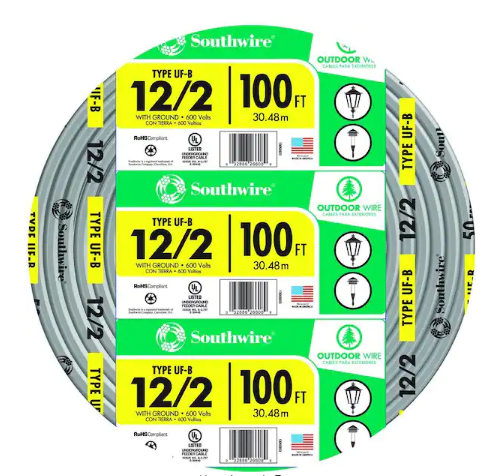 100 ft. 12/2 Gray Solid CU UF-B W/G Wire - 9564580