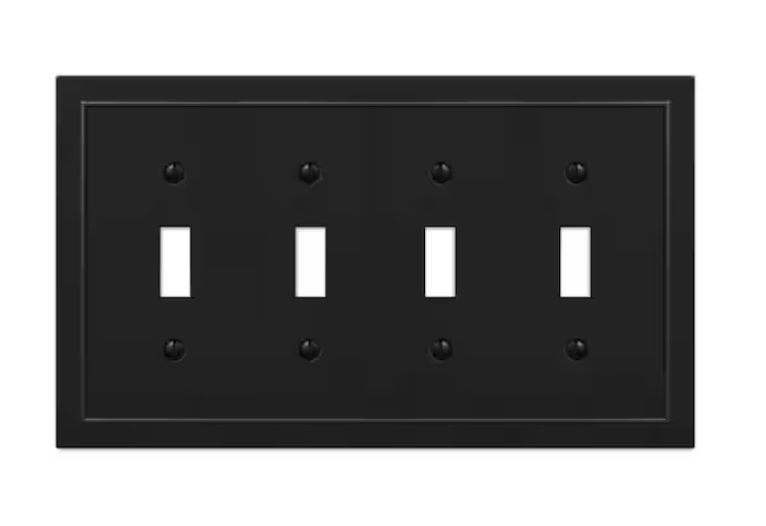 Bethany 4 Gang Toggle Metal Wall Plate - Black - 91004412439