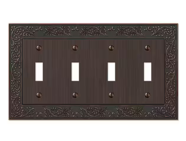 English Garden 4 Gang Toggle Metal Wall Plate - Aged Bronze - 91004403048