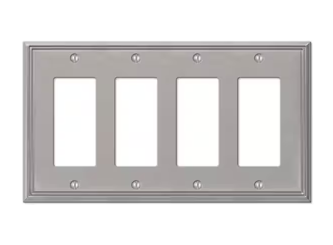 Rhodes 4 Gang Rocker Metal Wall Plate - Brushed Nickel - 91004425271
