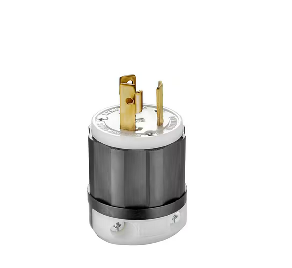 30 Amp 250-Volt Locking Plug, Black and White - 9589501