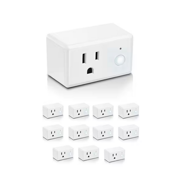 15-Amp Indoor Alexa / Google Assistant Compatible Wi-Fi Smart Home Plug with Night Light, No Hub Required (12-Pack) - 91006384000