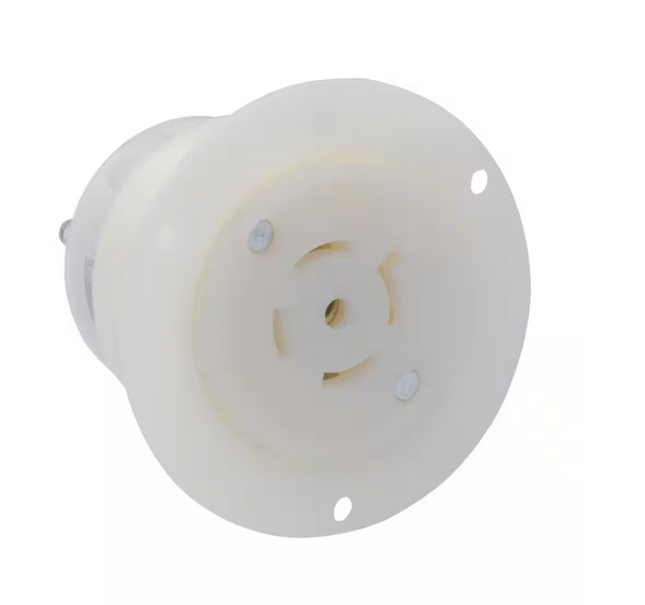 20 Amp 120/208-Volt Flanged Outlet Grounding Locking Receptacle, White