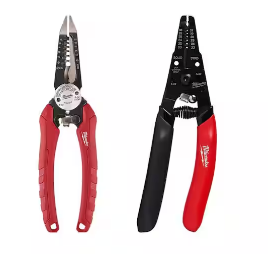 7.75 in. Combination Electricians 6-in-1 Wire Strippers Pliers with 20-32 AWG Low Voltage Wire Stripper/Cutter (2-Piece) - 91010839652