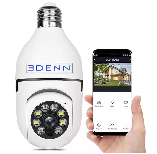 Wireless Light Bulb Indoor/Outdoor Dome WIFI Security Camera Single - 91008859627
